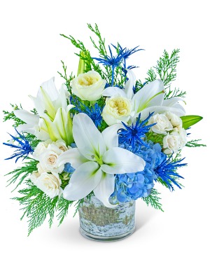 Shimmering Winter Sky Flower Arrangement