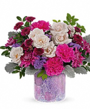 Shining beauty Cylinder vase with fresh flowers