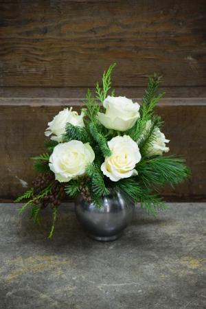 Shining Bright White Rose Arrangement