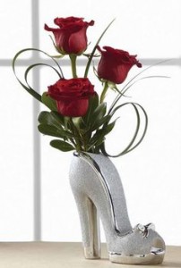 Shoe Vase (Red and Silver)