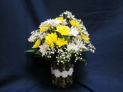 Short Hobnail Vase with Daisies,  $39.95 