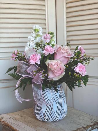 Short Pink Vase Arrangement Valentine's Day Special