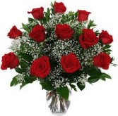 Show My Love a Dozen Red Roses Arranged in a Vase
