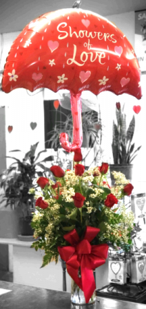 Showers of Love Red Rose Arrangement