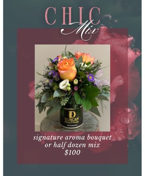Signature Aroma Bouquet  D Duncan Candle with Floral + Matches 