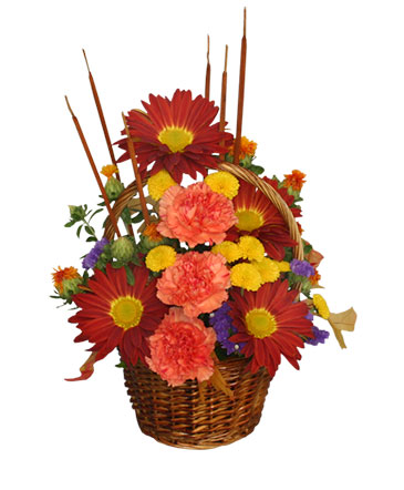 SIGNS OF FALL Basket of Flowers in Saint Croix Falls, WI | My Own Creations Flower Shop