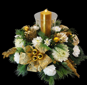 Silent Night Gold Candle Centerpiece