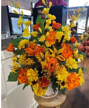 Silk Arrangement Fall Silk Funeral Arrangement