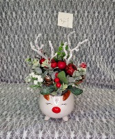 Silk Arrangement in Reindeer Mug 