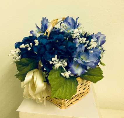 (SILK) Basket of Blues Silk Arrangement