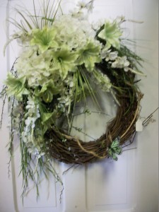 Silk Beauty 18 inch grapevine wreath with your choice of silk flowers