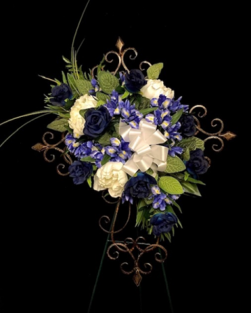 Silk Blue Easel Ornate Cross