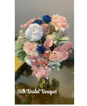Silk Bridal Bouquet With Boutonniere  BOUQUET