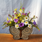 Silk Butterfly Planter Silk Arrangement