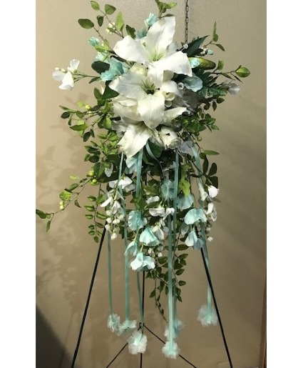 Silk Cascading Mint Silk Bouquet