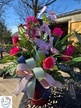 Silk Cemetery Vase Insert with solar light 
