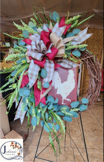 Silk Chicken Theme Grapevine Wreath 