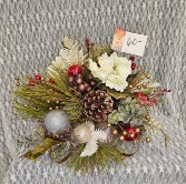 Silk Christmas Arrangement in Metal Tray 