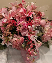 silk cket spray and monument saddle funeral