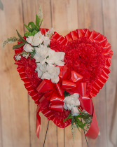 SILK Double Red Heart with White Cascade  