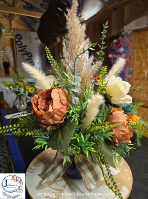 Silk Fall Arrangement in blue vase  