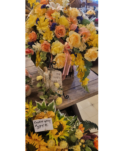 silk floal casket sprays seasonal designs funeral spray