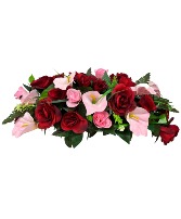 Silk Floral Red & Pink Headstone Saddle One of a Kind
