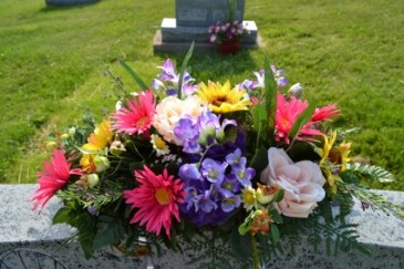 Silk grave saddle we also do fall & winter in Bowerston, OH | LADY OF THE LAKE FLORAL & GIFTS