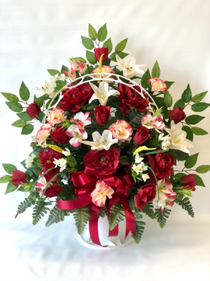 Silk Graveside Basket Silk Arrangement in Charlottesville, VA | PLANTSCAPES FLORIST INC Silk Graveside Basket Silk Arrangement in Charlottesville, VA | PLANTSCAPES FLORIST INC