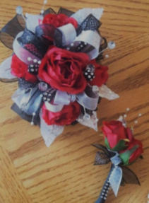 Silk Mini Rose Wistlet and Boutonniere Dance Flower Set