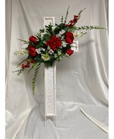 Silk or Fresh Standing Cross Funeral Flowers