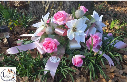 Silk Pink theme Christmas Cemetery Spray  