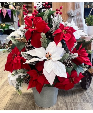 Silk Poinsettia Planter  in Portland, MI | COUNTRY CUPBOARD FLORAL