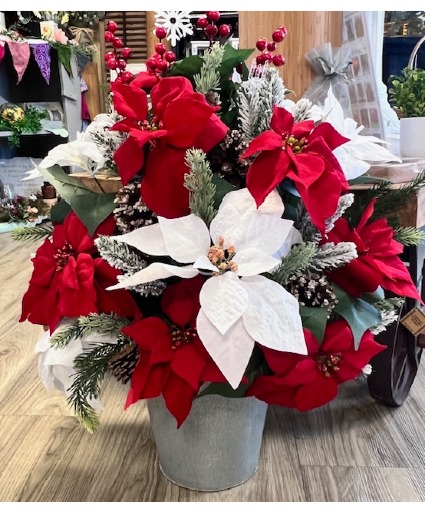 Silk Poinsettia Planter 