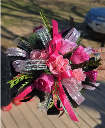 Silk Pretty In Pink Wrist Corsage  in Broken Bow, OK | Johnna's Petals & More LLC