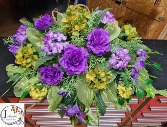 Silk Purple and Green Mix  Casket Spray