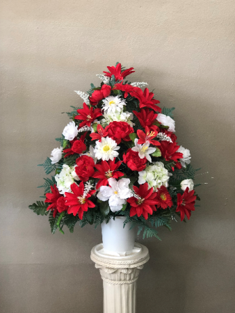 Silk Red and White Basket 