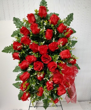 SILK RED ROSE STANDING SPRAY 