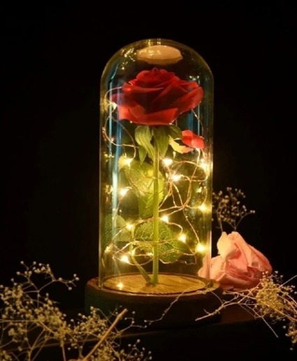 Silk Red Rose with LED Lights 