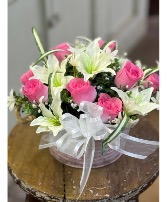 Silk Roses and Lilies in Pink Silk