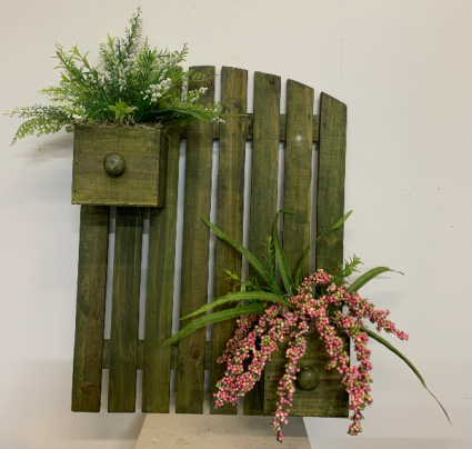 (SILK) Rustic garden fence Silk flower arrangement wall hanging