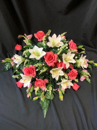 Silk Sympathy Pink Casket Spray in Red Lake, ON | FOREVER GREEN GIFT BOUTIQUE
