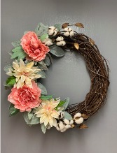(SILK) Wreath with cotton Wall Décor