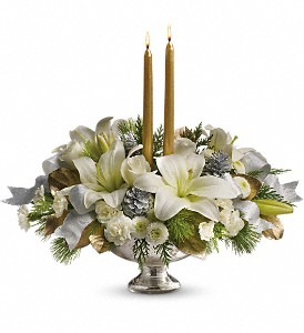 SILVER AND GOLD CENTERPIECE Mercury Glass Pedastal Bowl