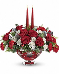 Silver and Joy Centerpiece in Clarksville, TN | FLOWERS BY TARA AND JEWELRY WORLD Silver and Joy Centerpiece in Clarksville, TN | FLOWERS BY TARA AND JEWELRY WORLD
