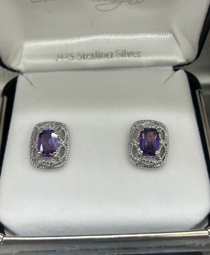 Silver and purple earrings 