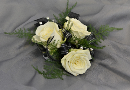 SILVER BLACK CORSAGE IN STORE PICK UP ONLY WRIST CORSAGE