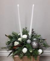 Silver Christmas Centerpiece Flower Arrangement