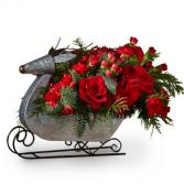 Silver Christmas Sleigh Arrangement Christmas arrangement