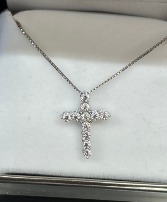 Silver Cross Diamond Necklace 